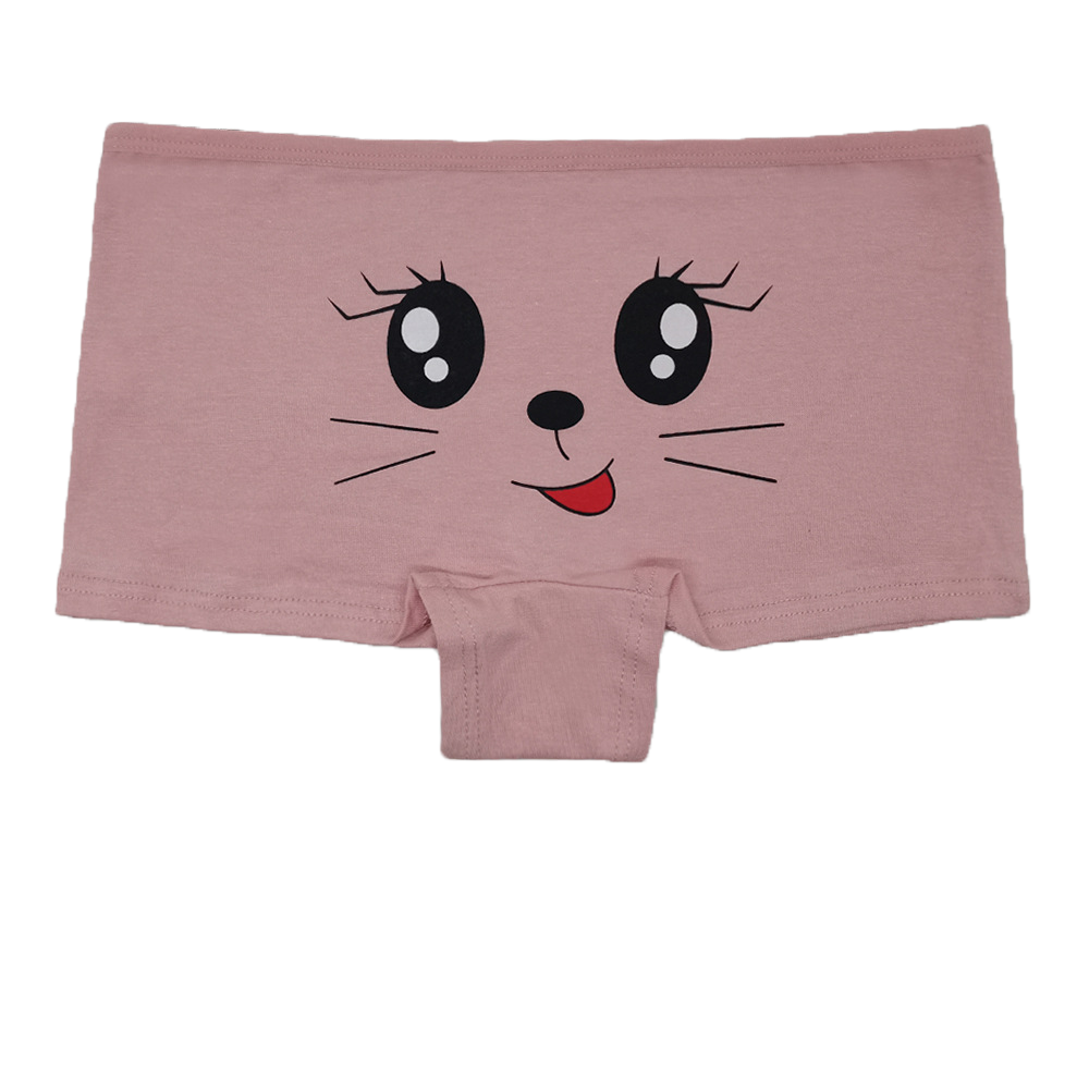 6 pcs boyshort for women knitted cotton underwear colorful cute kitty printing for young girl everyday