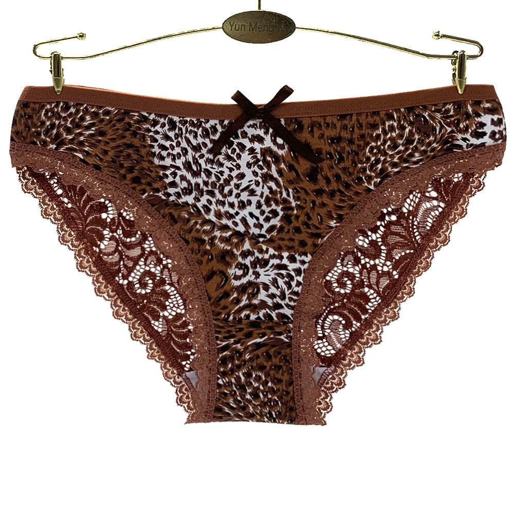 6 pcs women's cotton underwear colorful with leopard printing knitted breathable brief