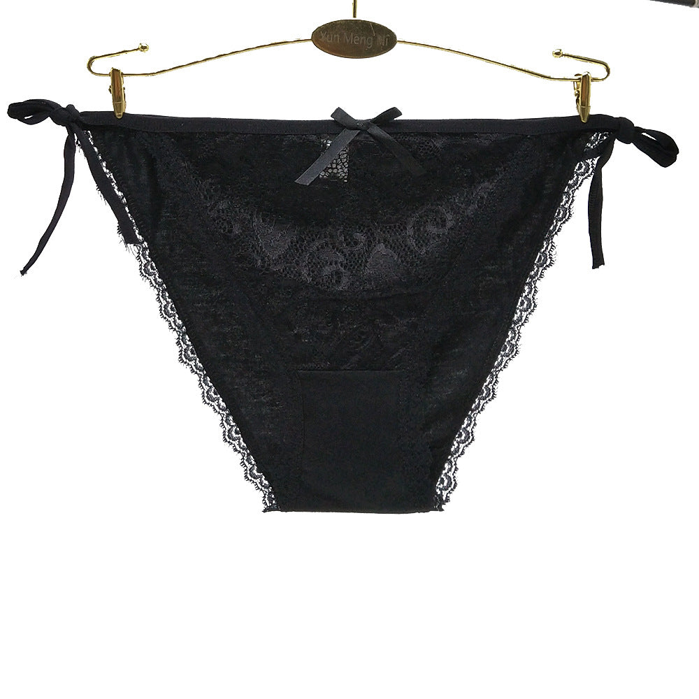 6 pcs women's cotton underwear string waist band with lace front lace tanga sexy for young girl