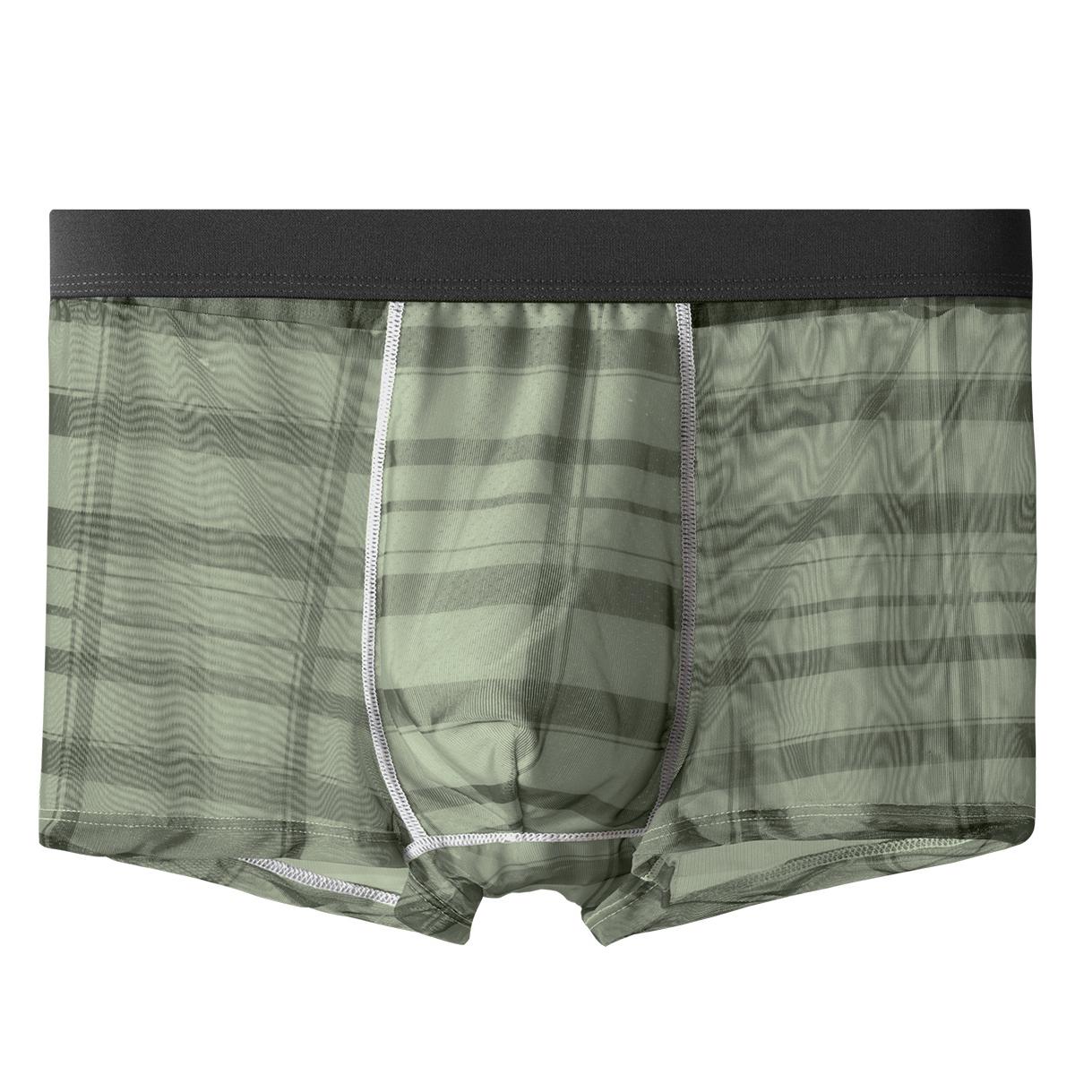 Men's ice silk boxer with large mesh knitted breathable and soft for men with printing design