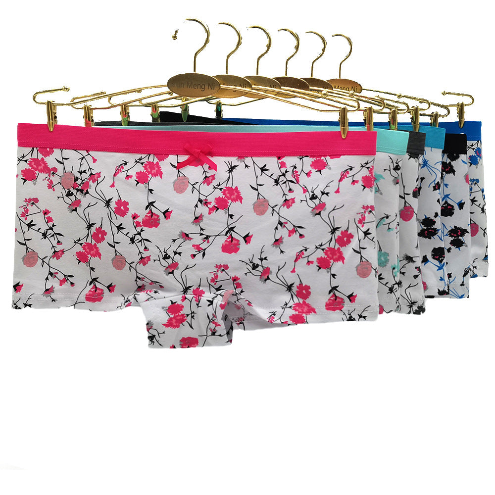 6 pcs boyshort for women knitted comfortable underwear with full floral printing everyday style