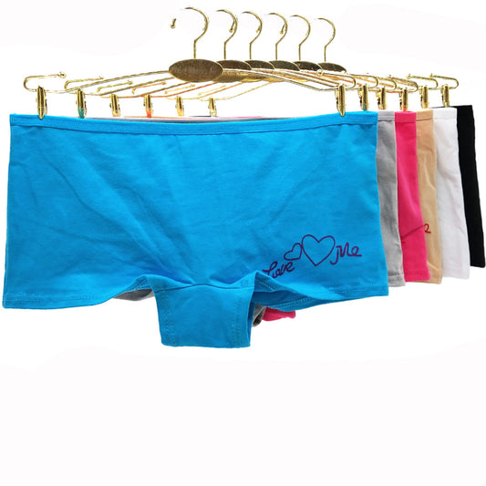 6 pcs women's cotton underwear boyshort for women colorful new design product