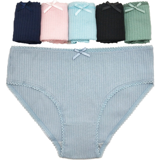 6 pcs women's cotton underwear knitted breathable for young girl cute style for everyday