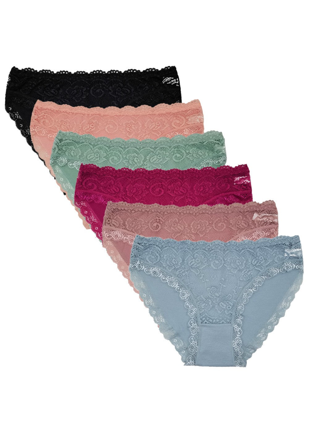 6 pcs women's cotton underwear with sexy lace front knitted breathable and comfy new design