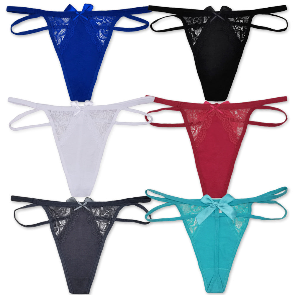 6 pcs women's cotton underwear G-string with string waist band sexy for young lady factory supplier