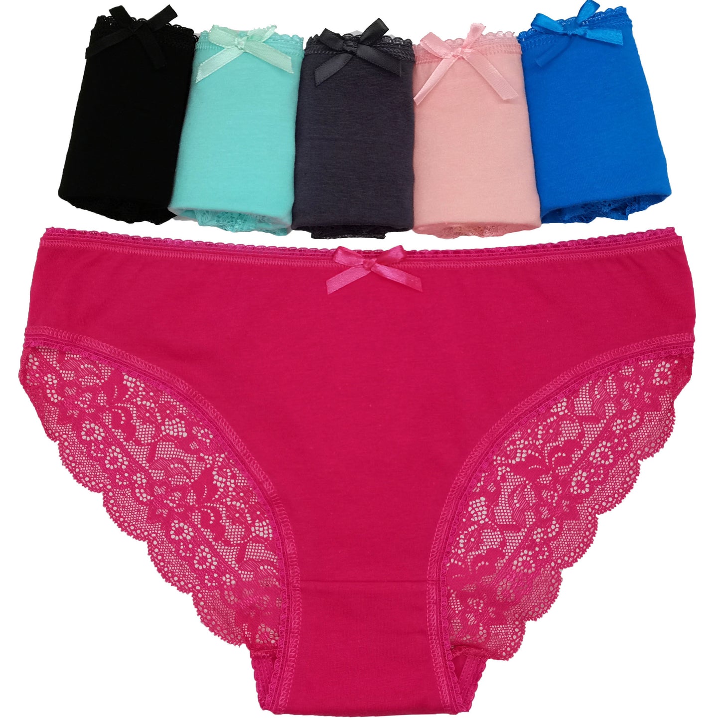 6 pcs women's cotton underwear solid color with lace stitching new design product for lady