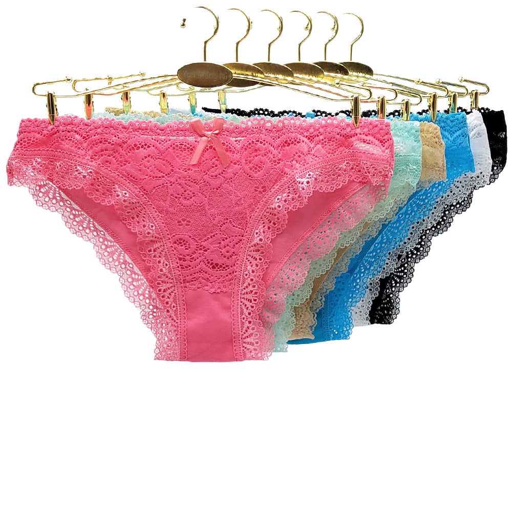 6 pcs women's cotton underwear with lace stitching knitted breathable factory supplier