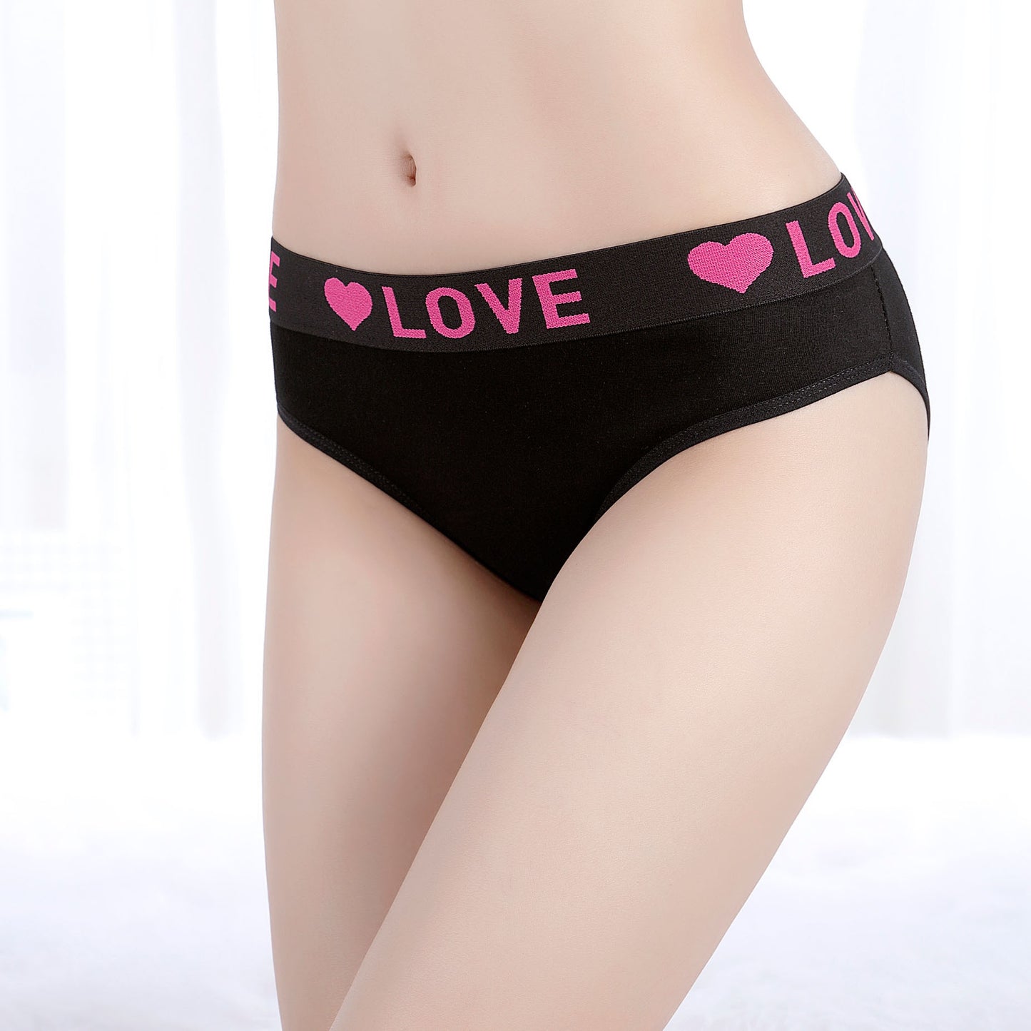 6 pcs women's cotton underwear sollid color with stretchy waist band knitted breathable for young girl everyday