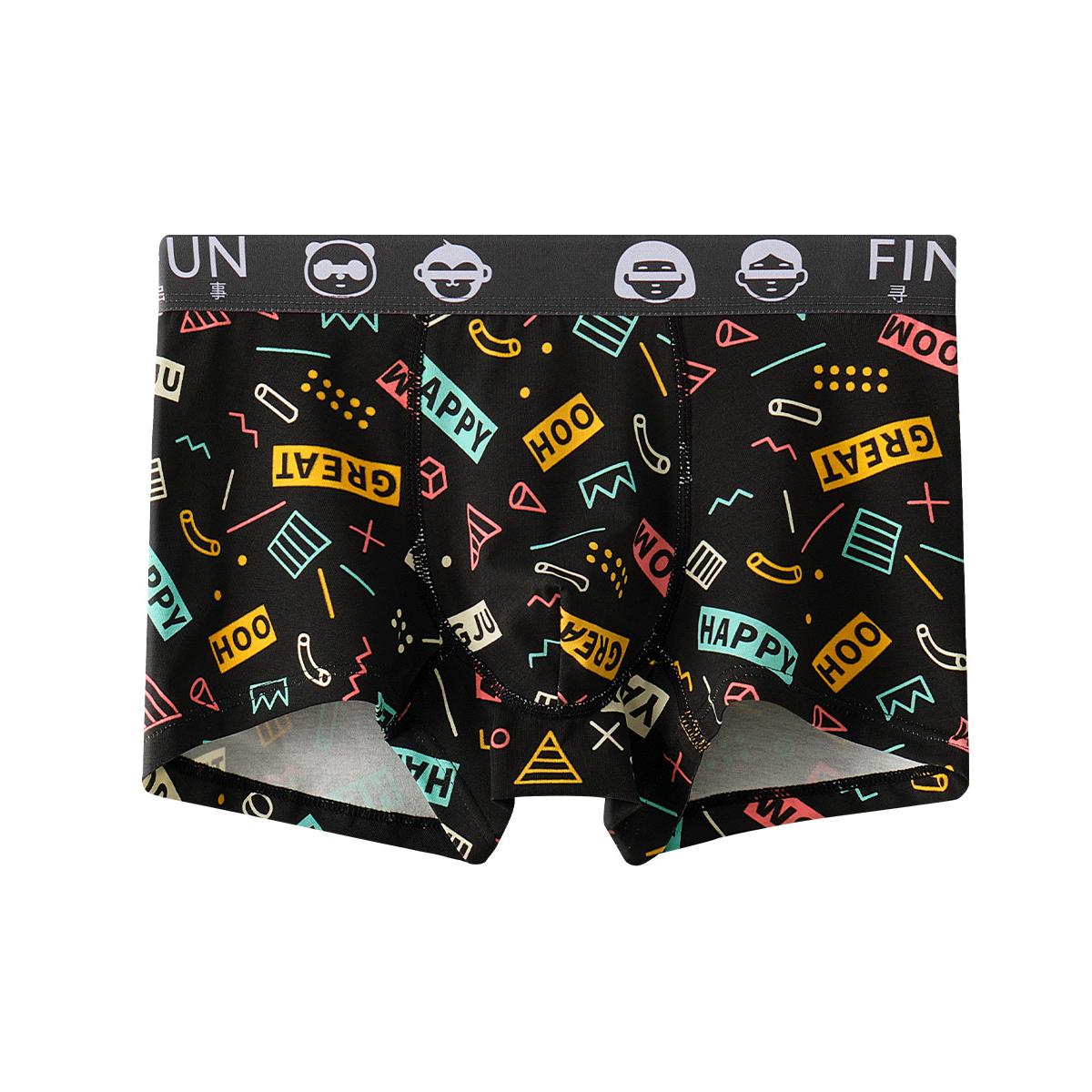 Men's cotton boxer with colorful printing for young knitted breathable and comfortable popular design