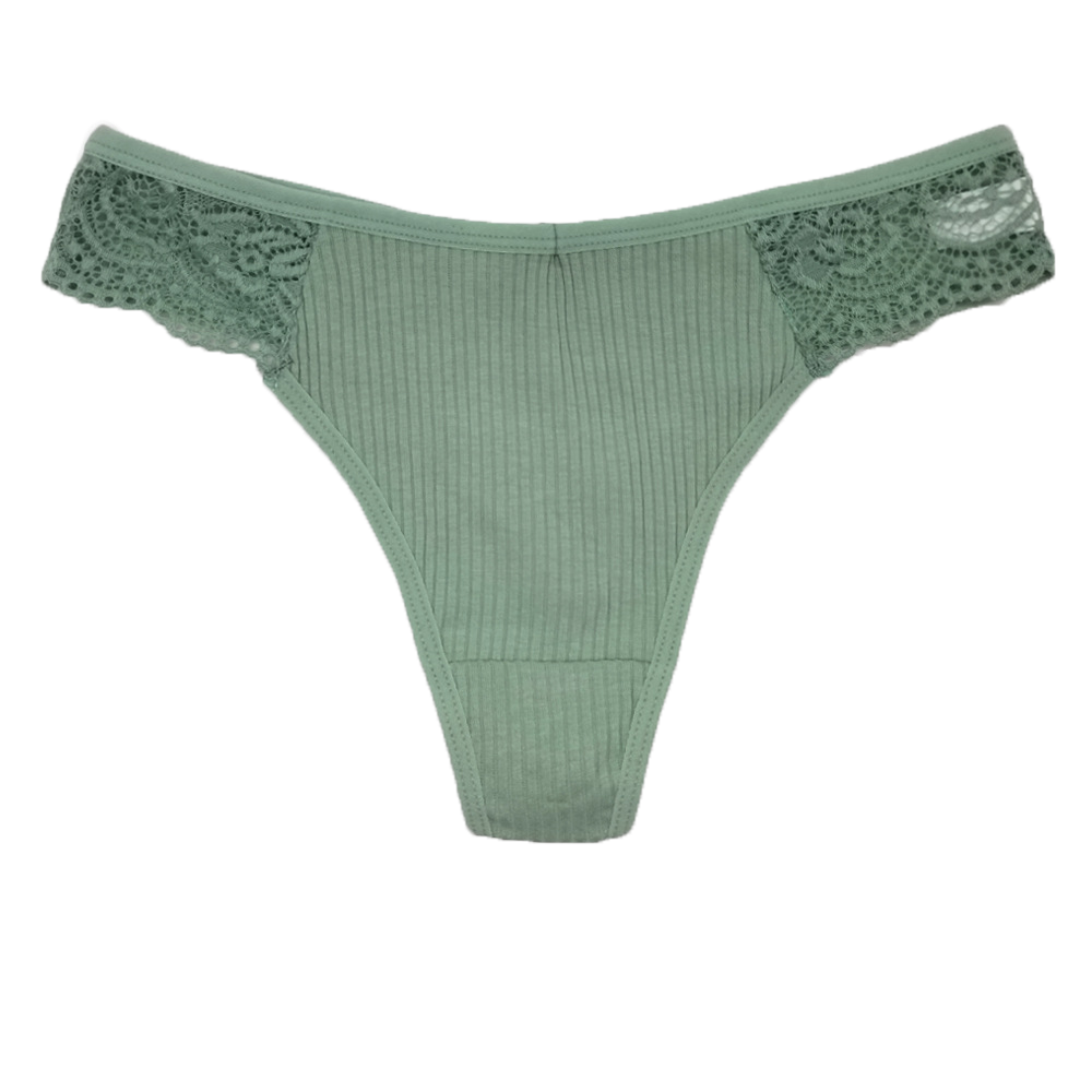 6 pcs women's cotton underwear knitted solid color brief with lace stitching for everyday