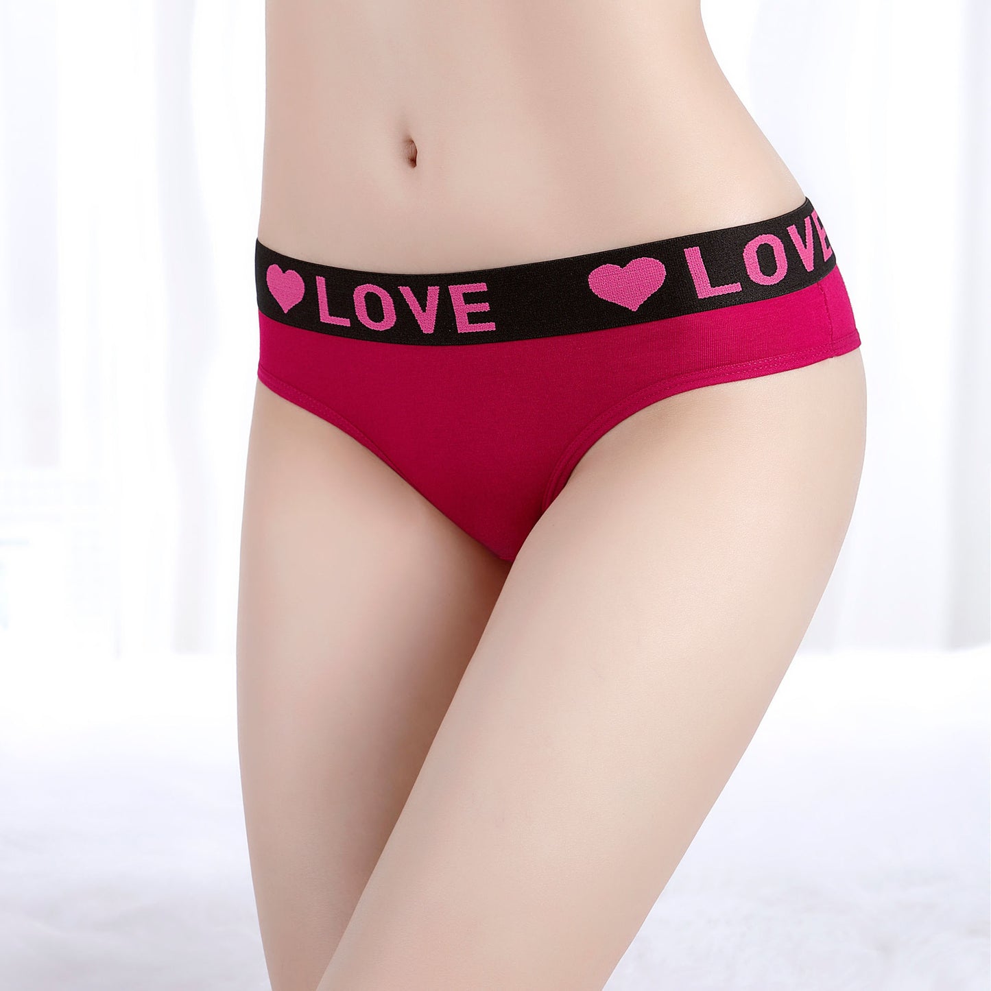 6 pcs women's cotton underwear solid color with stretchy waist band knitted cotton breathable