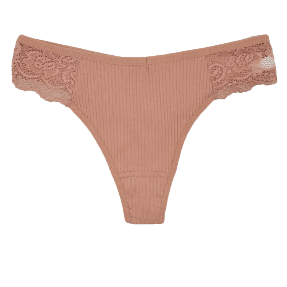 6 pcs women's cotton underwear knitted solid color brief with lace stitching for everyday