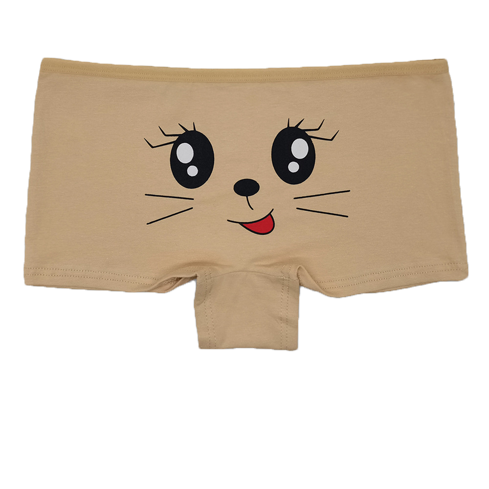 6 pcs boyshort for women knitted cotton underwear colorful cute kitty printing for young girl everyday