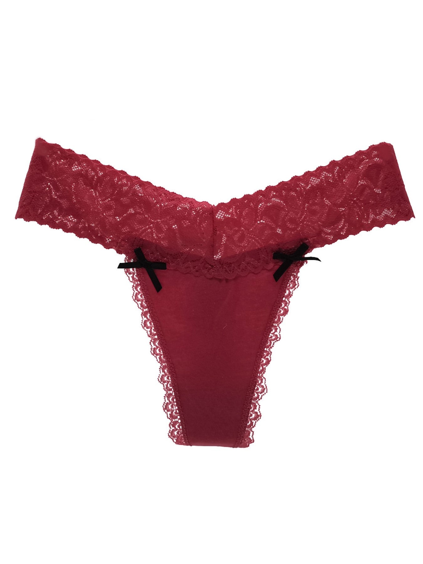 6 pcs women's cotton thong with sexy lace waist band knitted breathable for everyday