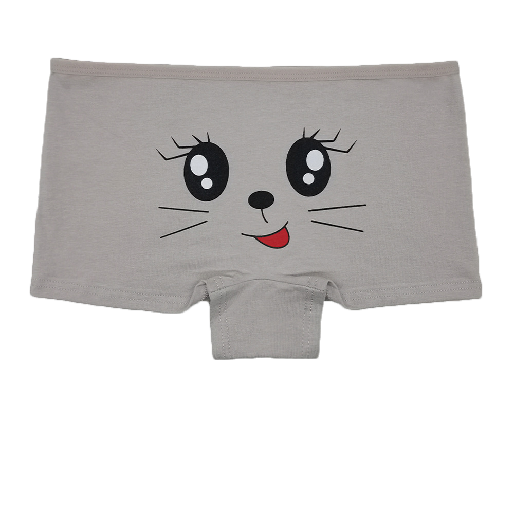 6 pcs boyshort for women knitted cotton underwear colorful cute kitty printing for young girl everyday