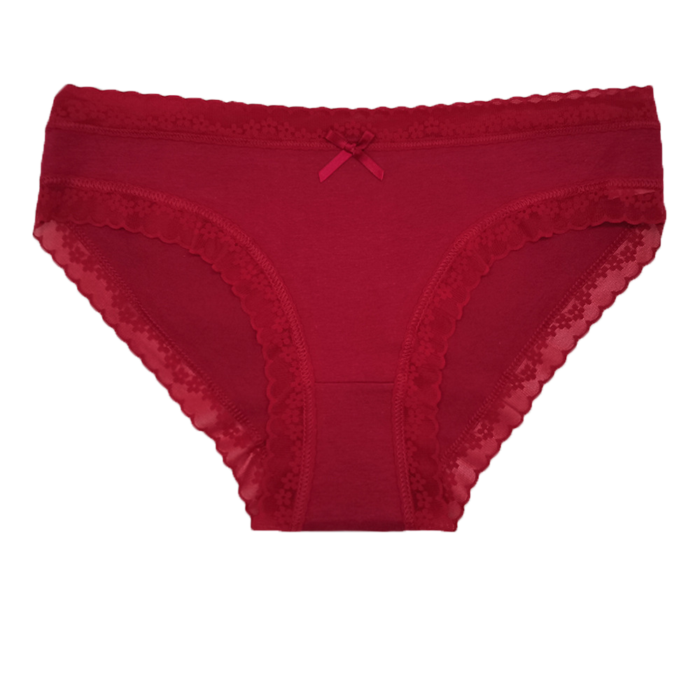 6 pcs women's cotton brief solid color with lace edge soft and breathable design for everyday factory price