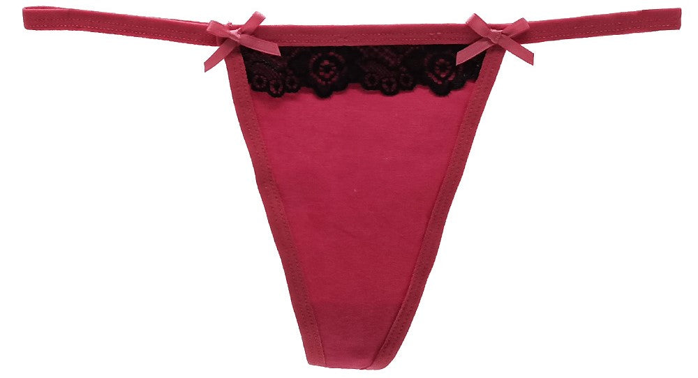 6 pcs women's cotton underwear sexy g-string for sexy lady with lace and bow hot