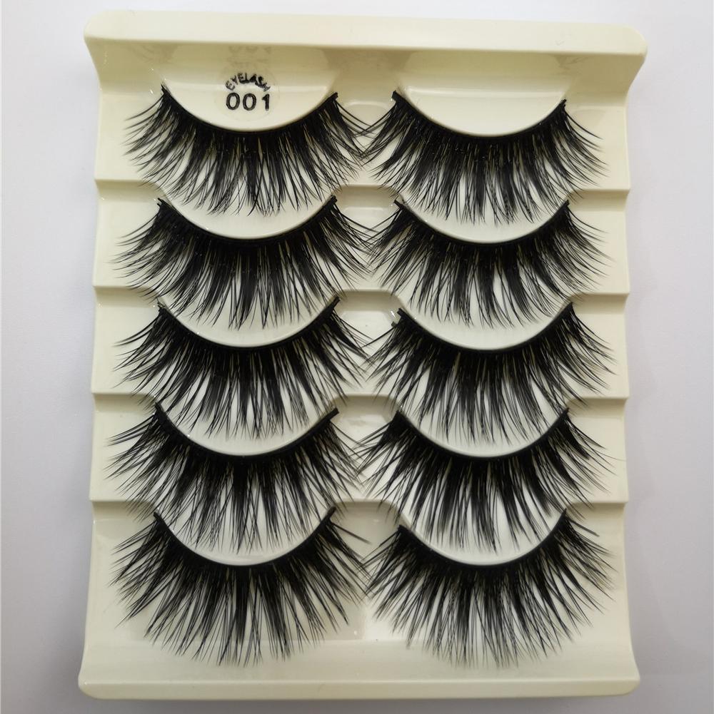 5-Pack 3D Faux Mink False Eyelashes Thick False Eyelashes 10-15 MM 01