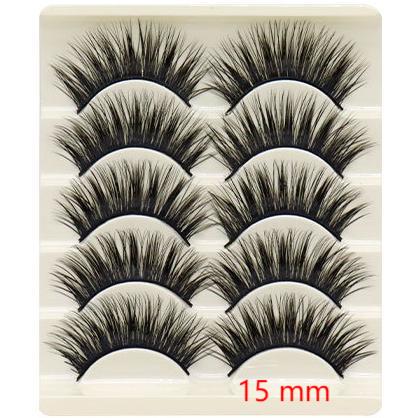 5-Pack 3D Faux Mink False Eyelashes Thick False Eyelashes 10-15 MM 01