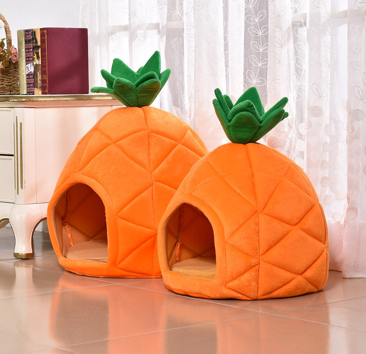 NEEPET Pineapple Pet Huts for Dogs and Cats Pet Soft Bed