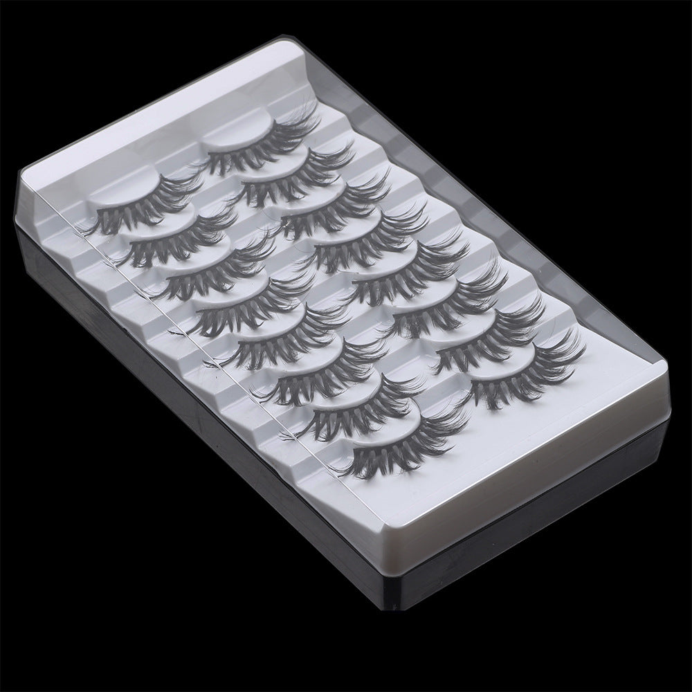 8 Pairs Of 3D Soft Cotton Stalks Thick Faux Mink False Eyelashes 10mm FX-E11