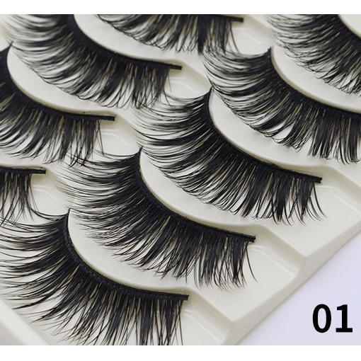 5-Pack 3D Faux Mink False Eyelashes Thick False Eyelashes 10-15 MM 01