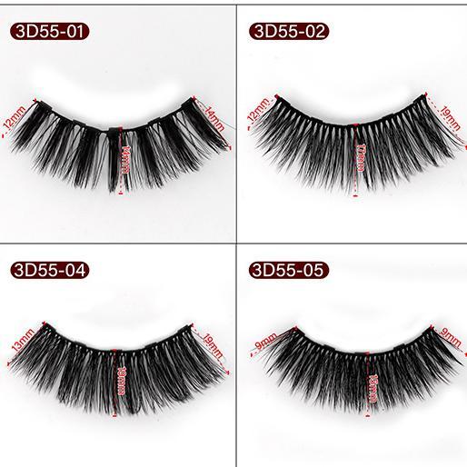 5-Pack 3D Faux Mink Magnetic Thick False Eyelashes 9-19 MM Mix 3D55