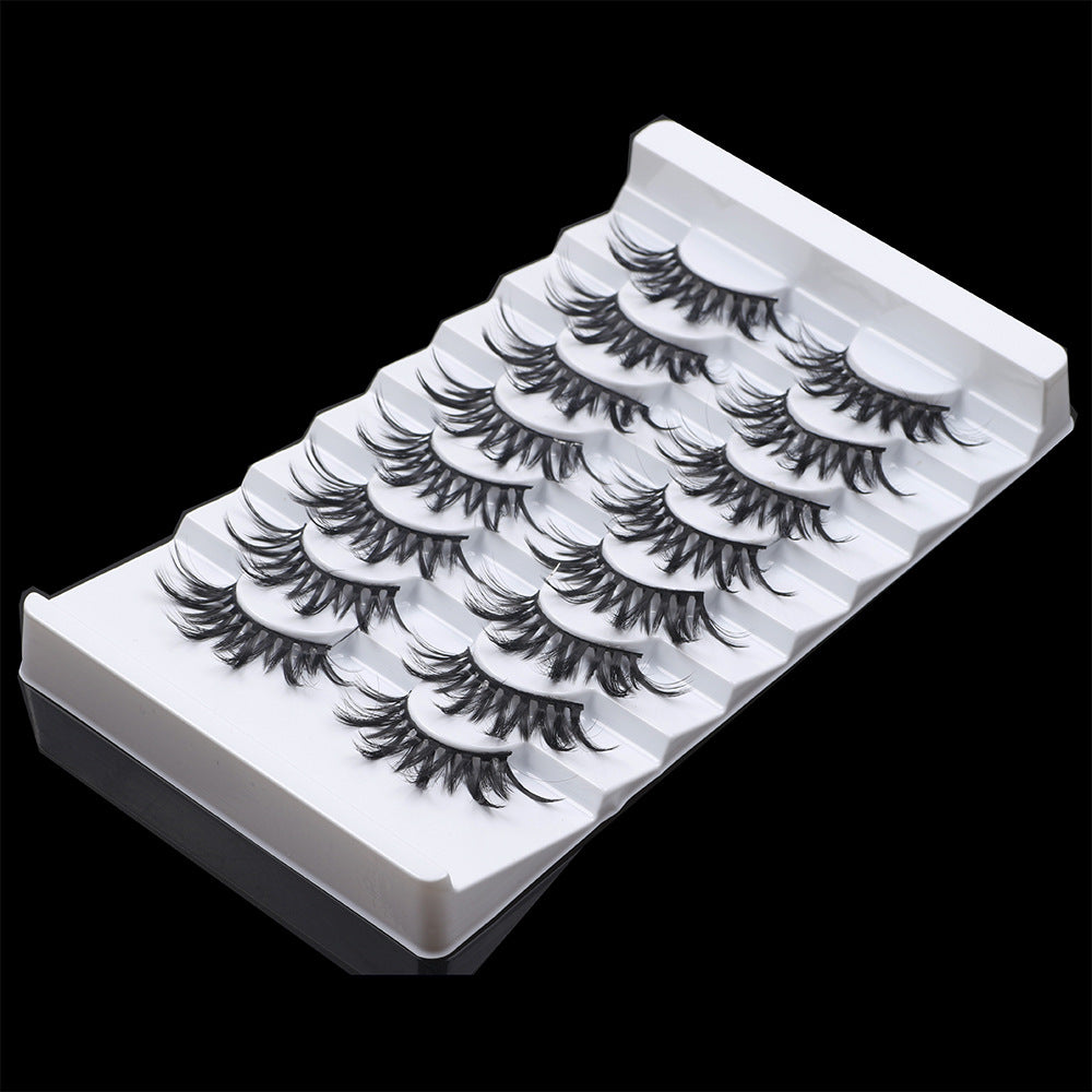 8 Pairs Of 3D Soft Cotton Stalks Thick Faux Mink False Eyelashes 10mm FX-E11