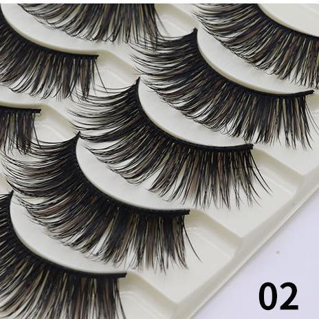 5-Pack 3D Faux Mink False Eyelashes Thick False Eyelashes 10-15 MM 02