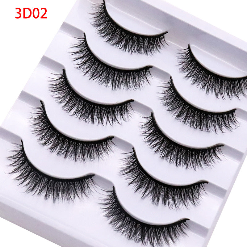 5-Pack 3D Faux Mink False Eyelashes Thick False Eyelashes 5-9 MM 3D02