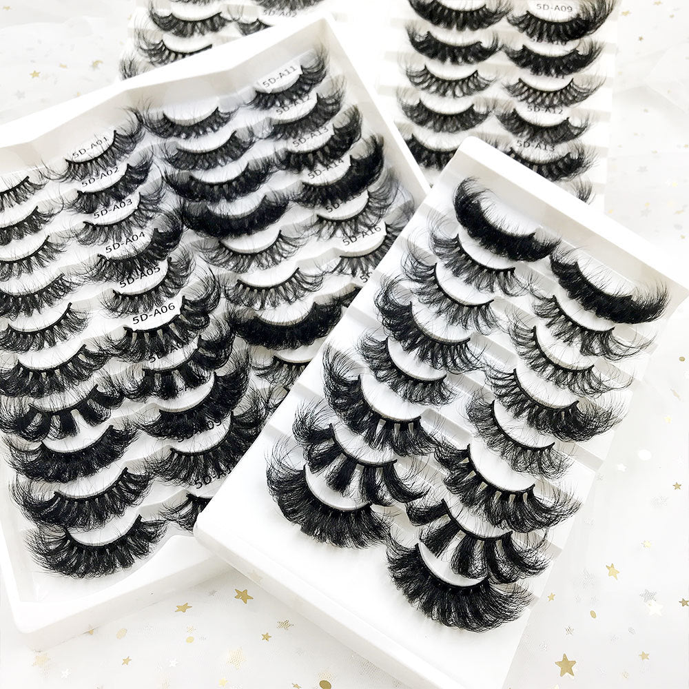 8 pairs of eyelashes with long curly 6D thick Faux mink eyelashes 25mm 6D-A11