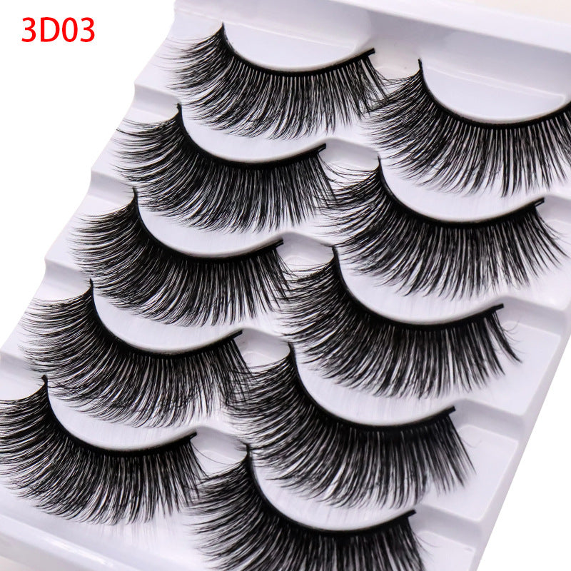 5-Pack 3D Faux Mink False Eyelashes Thick False Eyelashes 11-14 MM 3D03