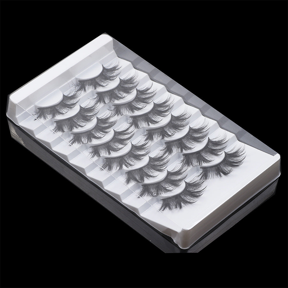 8 Pairs Of 3D Soft Cotton Stalks Thick Faux Mink False Eyelashes 15mm FX-E12