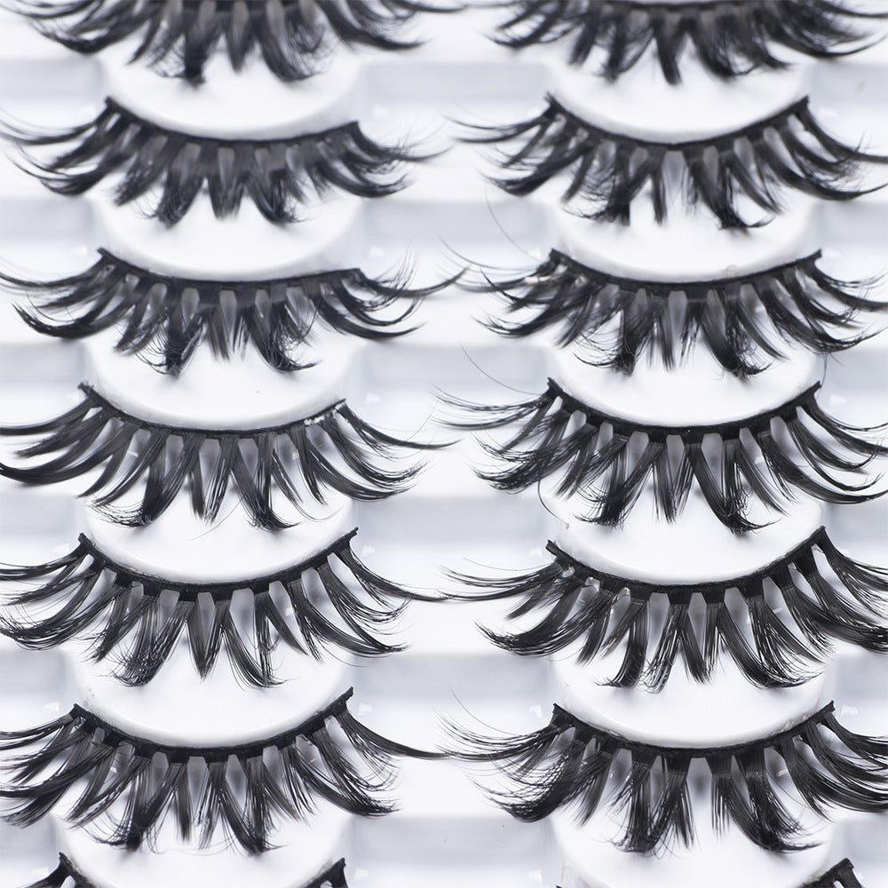 8 Pairs Of 3D Soft Cotton Stalks Thick Faux Mink False Eyelashes 10mm FX-E11