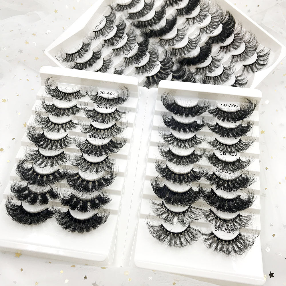 8 pairs of eyelashes with long curly 6D thick Faux mink eyelashes 25mm 6D-A08