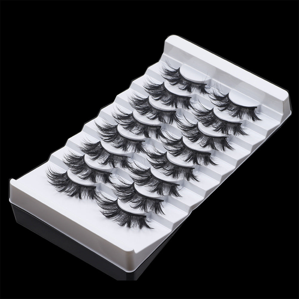 8 Pairs Of 3D Soft Cotton Stalks Thick Faux Mink False Eyelashes 15mm FX-E12