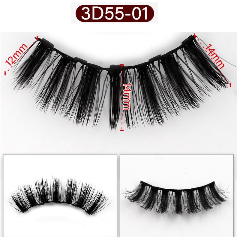 5-Pack 3D Faux Mink Magnetic Thick False Eyelashes 9-19 MM Mix 3D55