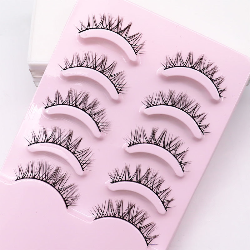 5-Pack 3D Faux Mink False Eyelashes Thick False Eyelashes 6-10 MM W-7