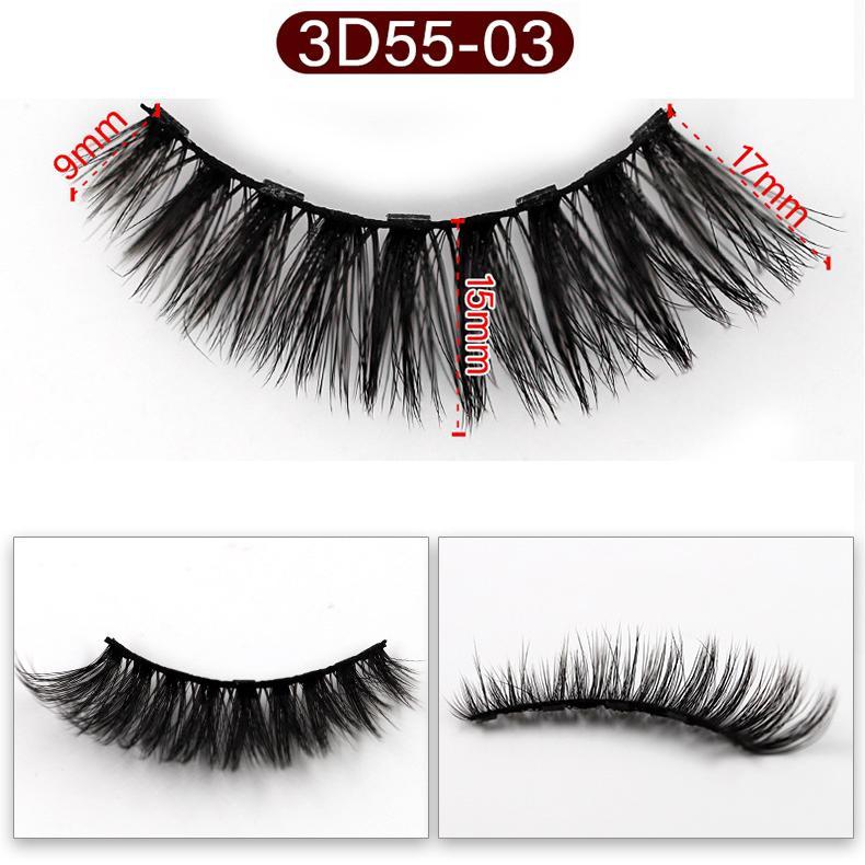 5-Pack 3D Faux Mink Magnetic Thick False Eyelashes 9-19 MM Mix 3D55