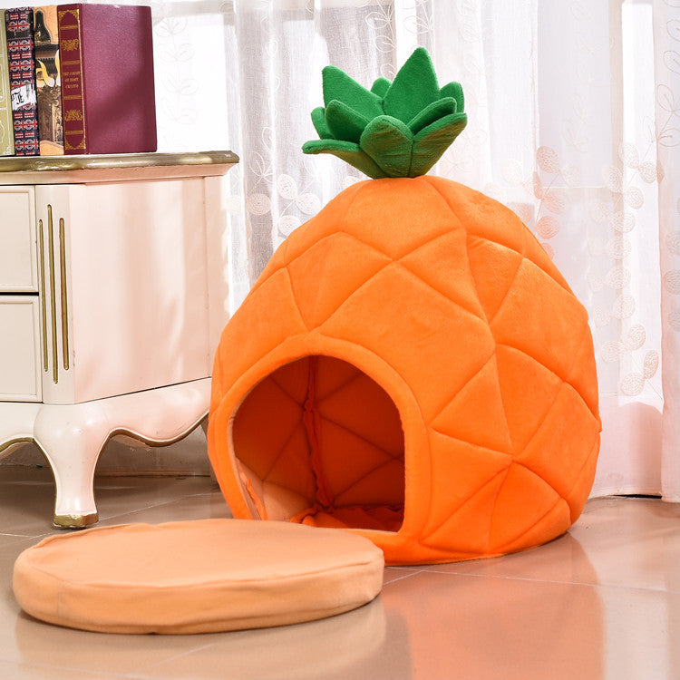 NEEPET Pineapple Pet Huts for Dogs and Cats Pet Soft Bed