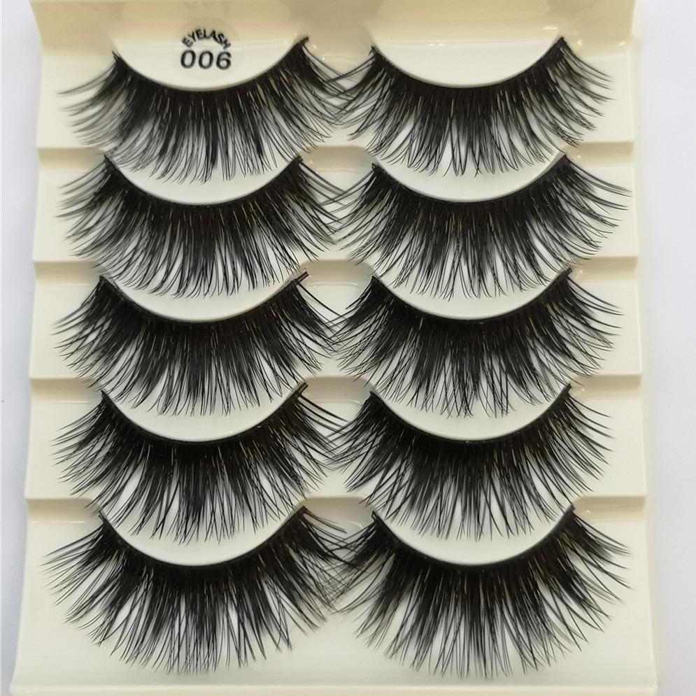 5-Pack 3D Faux Mink Blue False Eyelashes Thick False Eyelashes 10-15 MM 06