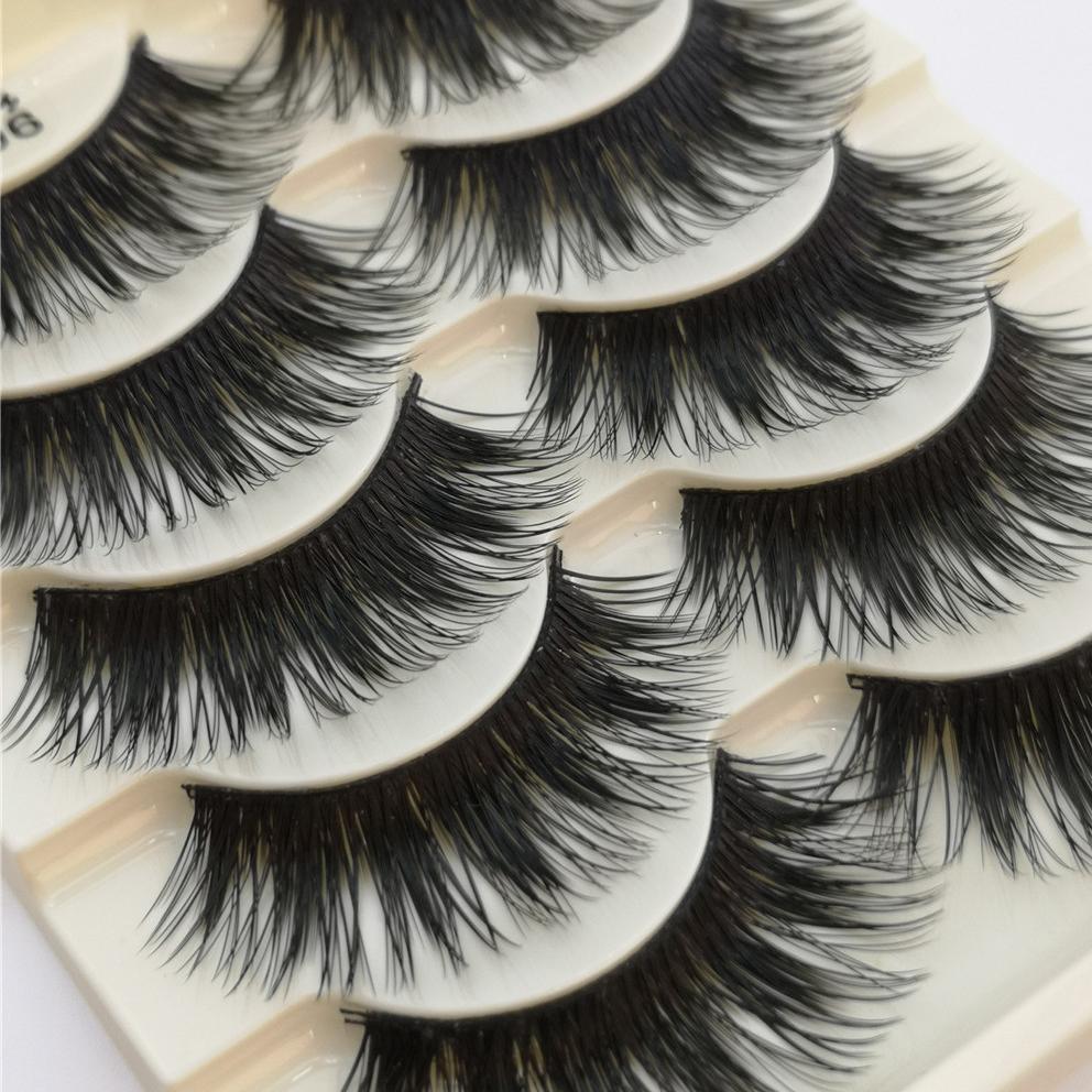 5-Pack 3D Faux Mink Blue False Eyelashes Thick False Eyelashes 10-15 MM 06