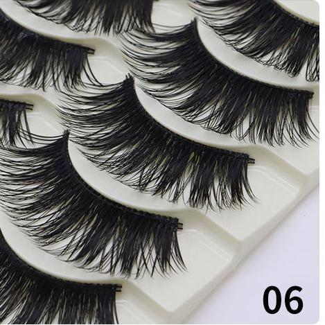 5-Pack 3D Faux Mink Blue False Eyelashes Thick False Eyelashes 10-15 MM 06