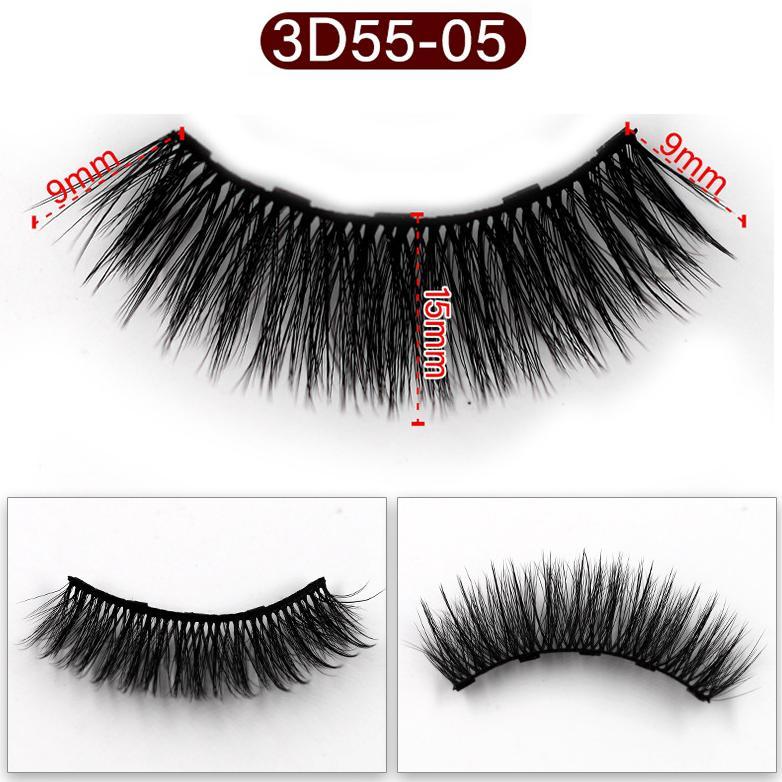 5-Pack 3D Faux Mink Magnetic Thick False Eyelashes 9-19 MM Mix 3D55