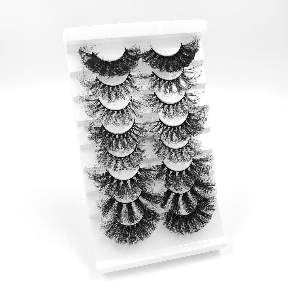 8 pairs of eyelashes with long curly 6D thick Faux mink eyelashes 25mm 6D-A08