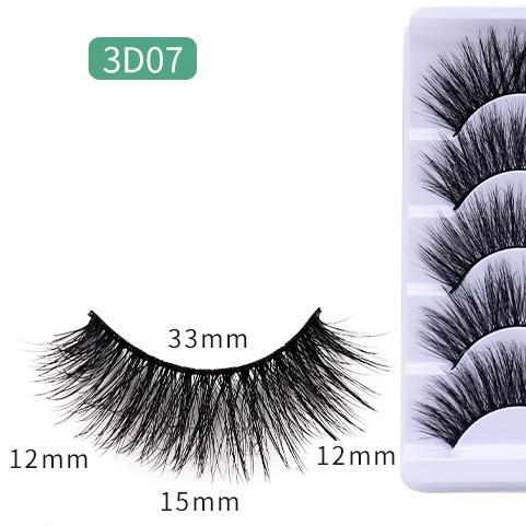 5-Pack 3D Faux Mink False Eyelashes Wispy False Eyelashes 12-15 MM 3D07