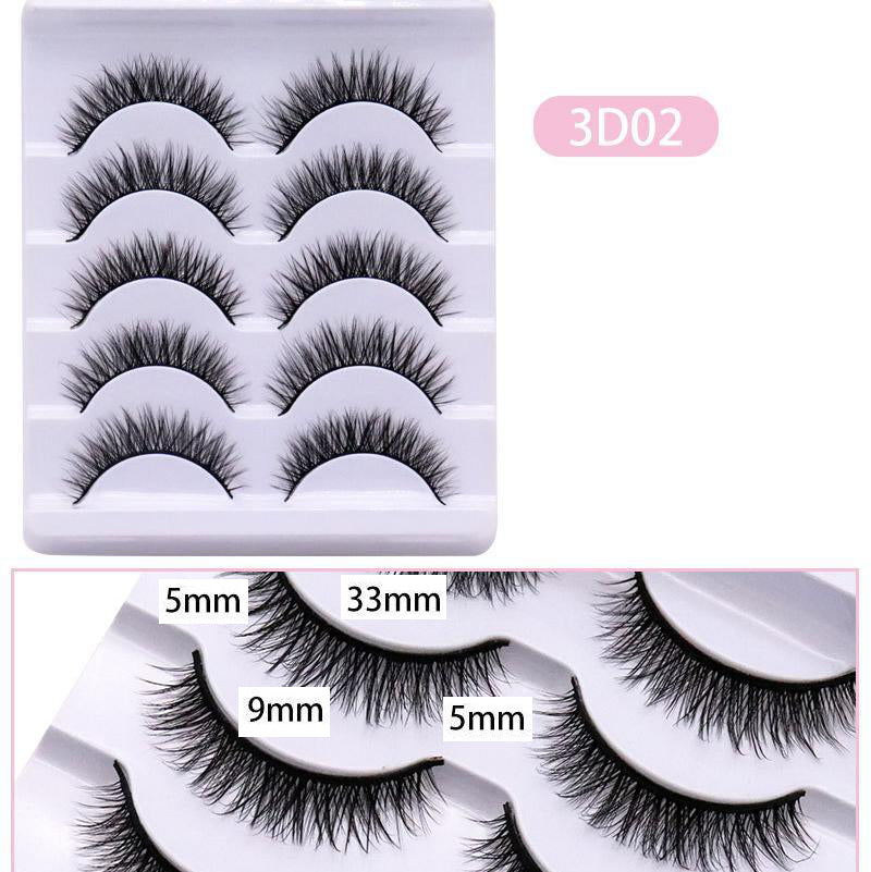 5-Pack 3D Faux Mink False Eyelashes Thick False Eyelashes 5-9 MM 3D02