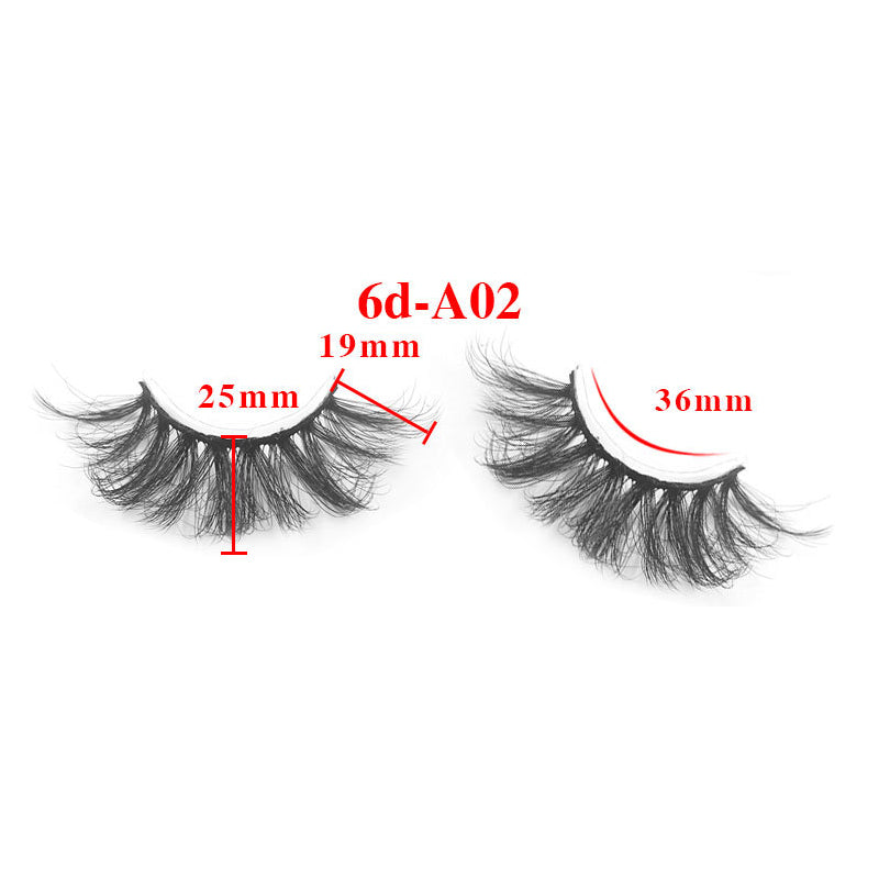 8 pairs of eyelashes with long curly 6D thick Faux mink eyelashes 25mm 6D-A02