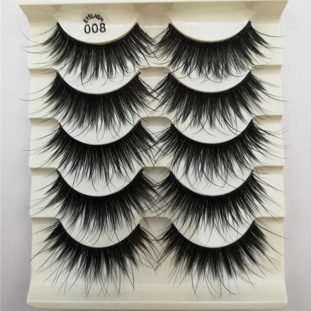 5-Pack 3D Faux Mink Blue False Eyelashes Thick False Eyelashes 12-15 MM 08