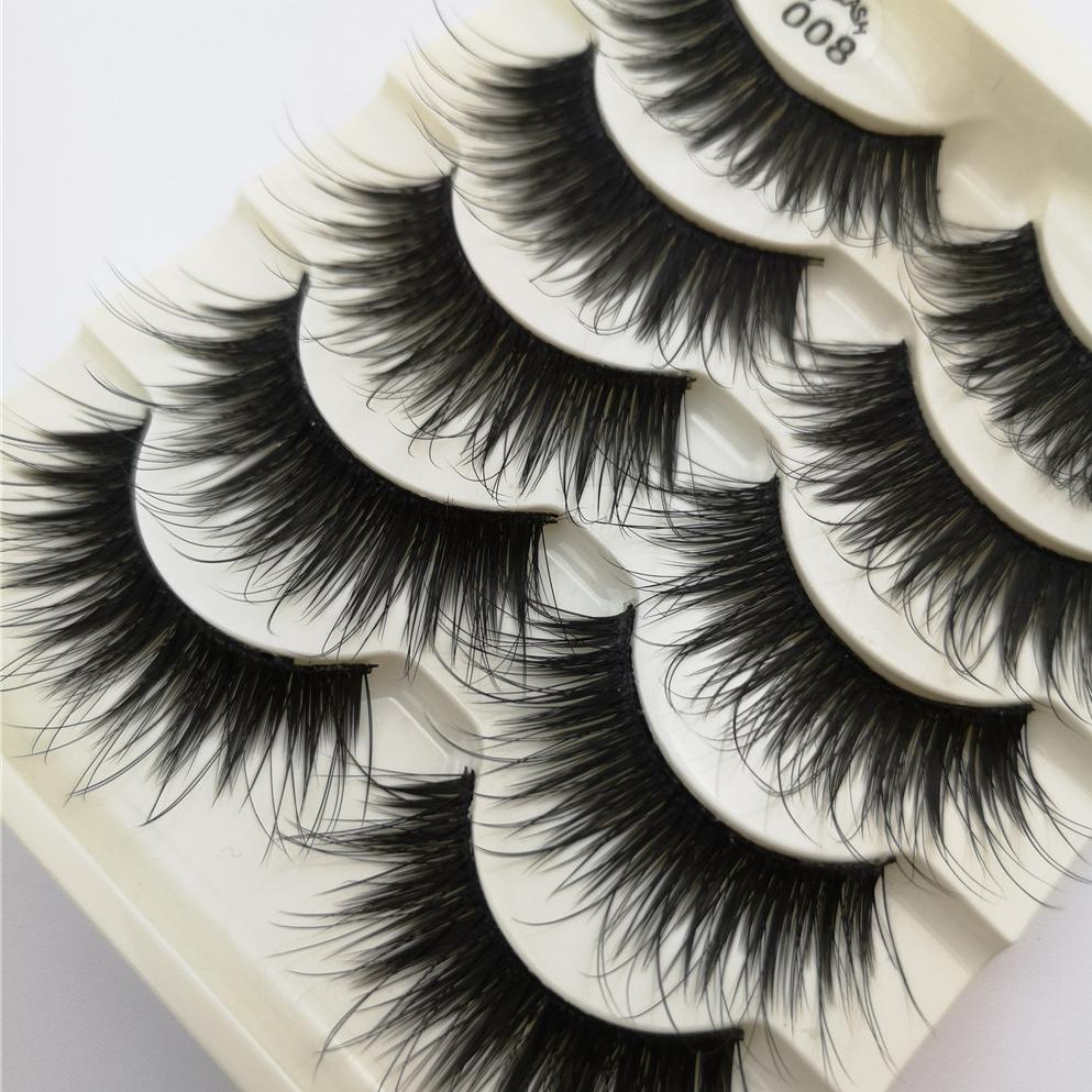 5-Pack 3D Faux Mink Blue False Eyelashes Thick False Eyelashes 12-15 MM 08